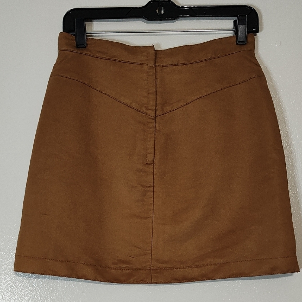 H&M faux suede carmel skirt mini size 8 - Picture 2 of 5